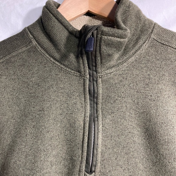 GH BASS & CO OLIVE GREEN KNIT PULLOVER FLEECE LINED SIZE XL - Picture 2 of 7